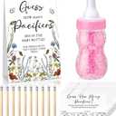 Roowest 512 Pcs Baby Shower Games Guess How Many Pacifiers Sign 100 Small Guessing Games 10 HB Pencils 750ml Milk Bottle 400 Acrylic Pacifiers Decoration for Guest Gender Reveal(Pink,Bloom)