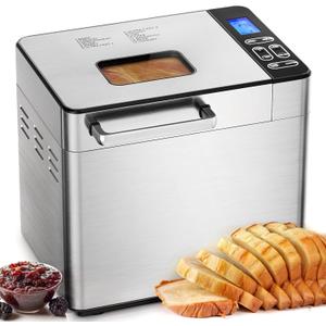 EUHOMY 2LB Bread Maker Machine 13 Programs BreadMaker, Bread Machine with 3 Loaf Sizes and 3 Colors For Beginner, Fruit & Nut Dispenser, 13 Hours Timer, Dough Maker, Non-stick Pan, Yogurt, Ultra Fast