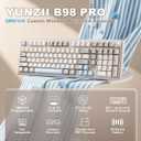 YUNZII B98 PRO QMK/VIA Wireless Mechanical Gaming Keyboard, 96% Layout with Numpad and Cute Cat Knob, BT/2.4G/USB-C, Pre-Lubed Switch Hot Swap Gasket, RGB for Win/Mac (Beige, Candy Linear Switch)