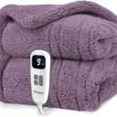 blunique Heated Blanket Electric Blanket Throw - Fast Heating Blanket Throw Double Sided Sherpa Ultra Soft Cozy with 10 Heating Levels & 2-10 Hours Auto Off, Mashine Washable, 50 x 60 Inches, Purple