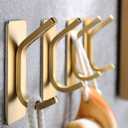 Taozun Adhesive Hooks - Gold Towel Hooks, Stainless Steel 4-Pack Wall Hooks Holder for Hanging Robe Sponges in Bathroom and Bedroom