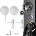 Motorcycle Helmet Holder Wall Mount 180 Degree Rotation Metal Bike Helmet Rack Mount Bicycle Helmet Display Stand Hanger with 2 Hooks for Motorcycle Bike Baseball Rugby Helmet - White, 2 Pcs