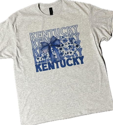 Blue and White Kentucky Cowgirl PNG Clipart, Coquette Blue Gray T-Shirt (Gray, M)