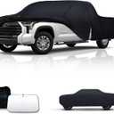 Waterproof Car Cover All-Weather, Heavy-Duty Outdoor Full Exterior Automobiles Snow Cover for Truck 221-228 inch with Sun Visor,Zippered & Storage Bag - Black