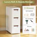 KUPABABI 4 Drawers Narrow Bathroom Storage Cabinet, Slim Storage Cabinet, Plastic Slim Storage Cart Drawers for Small Spaces, Laundry, Office, Home, White