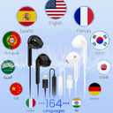 AI Translation Wired Earbuds Real Time - 164 Languages Translator Lightning Headphones & Earphones, Audifonos Traductores Ingls Espaol Ear Buds Compatible with iPhone 14 13 12 11 Pro Max Plus-2Pack