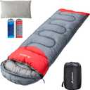 BISINNA Sleeping Bag with Pillow - 4 Season Backpacking Sleeping Bag Lightweight Waterproof Warm and Washable for Adults, Kids, Women, Men's Outdoors Camping, Hiking, Mountaineering (Left Zipper, Gray)