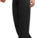 Wide Leg Pants Woman Crossover Yoga Pants with Pockets Loose Stretchy Work Dress Pants Casual Lounge Sweatpants (Large, Black)