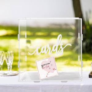 GENMOUS 10.5" Acrylic Wedding Card Box with Lid, Large Gift Card Box for Wedding Reception, DIY Clear Wedding Envelope Money Card Box for Party,Graduation,Baby Shower,Birthday Decorations,Memory Box