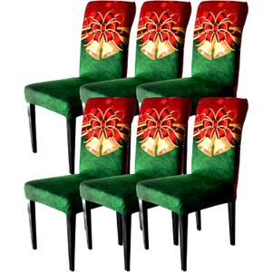 beifivcl New Year Chair Covers Set of 6, Xmas Dining Chair Back Covers, New Year Chair Slipcovers Protector Decoration, Removable and Washable, New Year Kitchen Decor/Restaurant Party Home Decor (Bell)