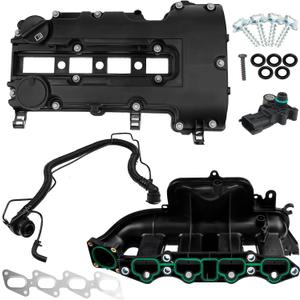 BHB Engine Intake Manifold and Valve Cover Kit Compatible with Chevy Cruze Sonic Trax Volt Buick Encore 1.4L 2011-2021 Replacement For 615-380 55573746 25198498 25200449 55577314