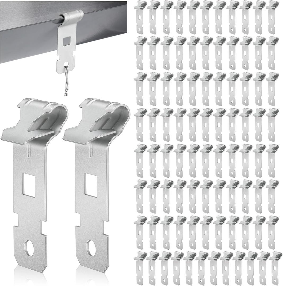 Blulu 100 Pcs Z-Purlin Clips for Angled Flanges 1/8"-1/4" Thick, Z Clips Steel Hanging Clamp for Suspending Grid Wire and Jack Chain from Bar Joists and Purlins (Silver)