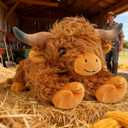 JDF 5lbs Highland Cow Weighted Stuffed Animals, 22in Giant Highland Cow Gift Plush Toy, Adorable Stuffed Animal Adults & Kids Highland Cattle Plushie Pillow Decor