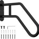 LuckIn Handrails for Outdoor Steps, 1 to 3 Steps Outdoor Handrail Wall Mount 26 Inch, Stair Railing for Kids, Elderly, Pregnant Women, U Shaped & Matte Black, Easy Installation, for Garden, Garage