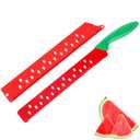 DECHOUS Watermelon Knife with Sleeve: Long Serrated Watermelon Knife for Melon Cutting - Kitchen Fruit Melon Cutter Slicer for Home Summer Party Fruit Serving (Red Green)