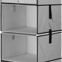 Hanging Closet Organizer 6-Shelf, Upgrade Hanging Shelves for Closet with 5 Removable Drawers & Side Pockets, Hanging Shelf Organizer for Bedroom or Garment Rack, 12.6'' x 12.6'' x 44.1'', Gray