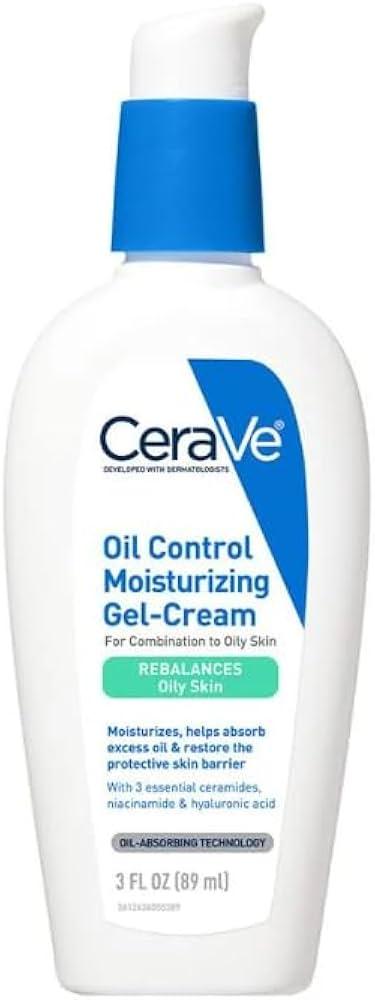 CeraVe Oil Control Moisturizing Gel-Cream 89ml – Lightweight, Non-Greasy, Hydrating Face Moisturizer with Oil-Absorbing Technology, Niacinamide & Ceramides for Oily & Combination Skin