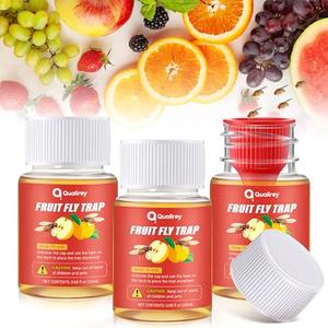 Qualirey 3 Pack Fruit Fly Traps for Indoors, Fruit Fly Killer and Catcher, Trap Refill Liquid for Home & Kitchen, Non Toxic Safe Near Food, Effective Lure Refill for Indoor Use