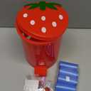 Strawberry Trash Can, 1 Gallon Desk Plastic Cute Trash Can Kawaii Small Srawberry Garbage Can for Bedroom with 5 Rolls Garbage Bag and 20 PCS 3D Cartoon Stickers(Random Style) (Red)