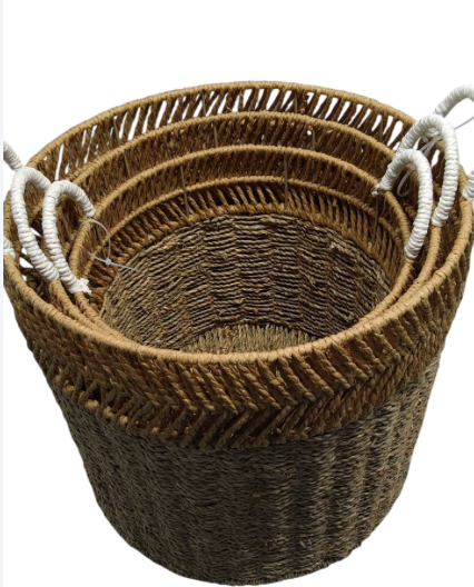 Set Of 3 Woven Storage Baskets, Sizes 12", 13.5", And 15". Perfect For Organizing Blankets, Toys, Laundry, Or Everyday Home Items. Durable, Stylish, And Versatile For Any Room.