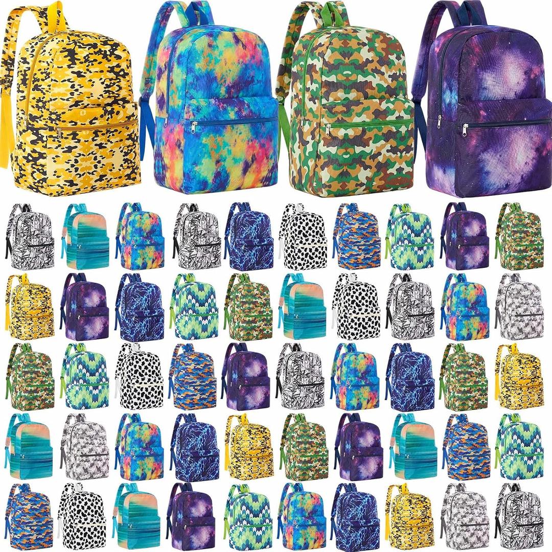 Amylove 60 Pack Bulk School Backpacks for Kids 17 Inch Masculine Color