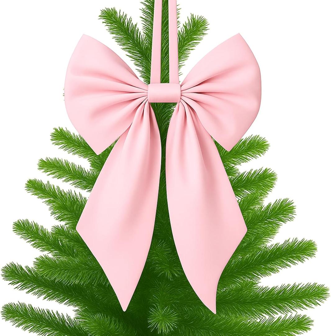 Janinka Christmas Tree Topper Bow 22, Large Bow for Decor, Birthday Party Backdrop, Ribbon Hanging Decor for Christmas Room Backdrop Wedding Party Coquette Room Decorations(Pink,Polyester)
