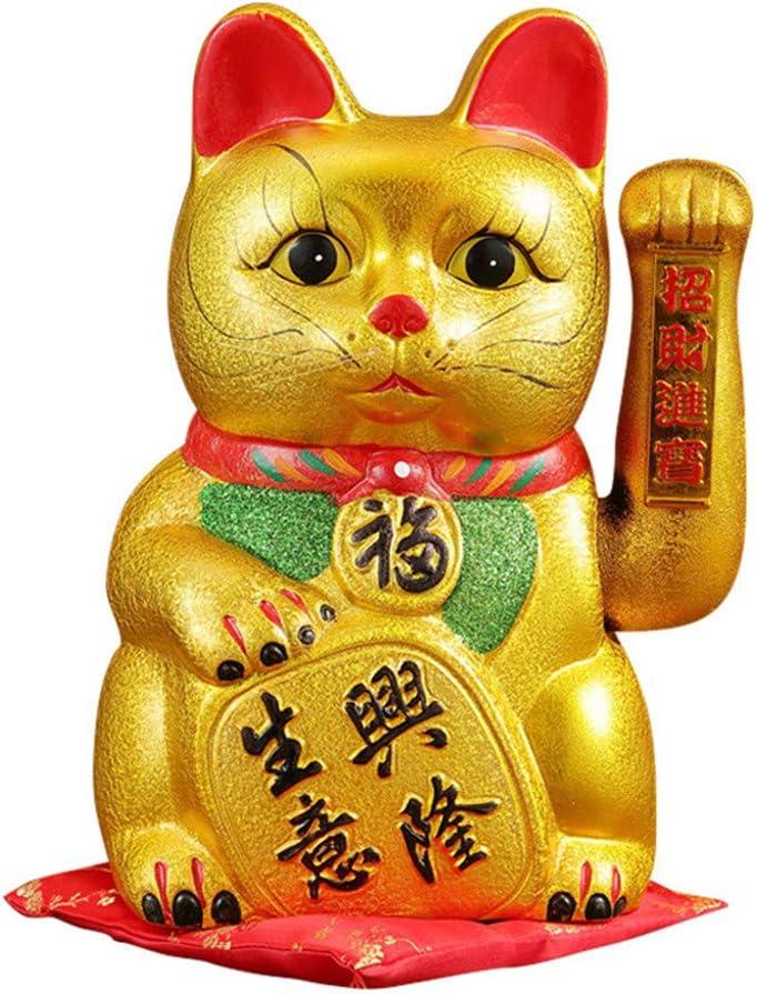 Luck Cat- Waving Arm Cat 9 Inches Gold Business is Booming Lucky Cat Opening Gifts,Chinese Feng Shui Deoration Cat for Home Office for Home Office