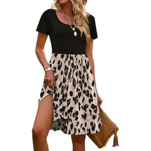 Zeagoo Womens Casual Dress Floral Patchwork Summer Dress Square Neck Short Sleeve A Line Flowy Swing Mini Dress with Pockets, Size: S Zeagoo Womens Casual Dress Floral Patchwork Summer Dress Square Neck Short Sleeve A Line Flowy Swing Mini Dress with Pockets, Size: S
