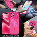Magnetic Shockproof for iPhone 17 Pro Max Case,Upgraded[Camera Protection][Compatible with Magsafe][Non-Slip][Mil-Grade Protection] Translucent Matte Phone Case for iPhone 17 Pro Max,Hot Pink