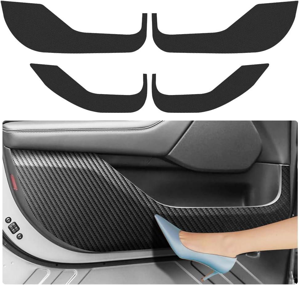 Car Door Anti Kick Pad for Ford Mustang Mach-E 2021 2022 2023 2024 2025 Mach E Accessories Carbon Fiber Style Leather Sticker Door Sill Protector Cover Edge Guard Side Mat Interior Dirty