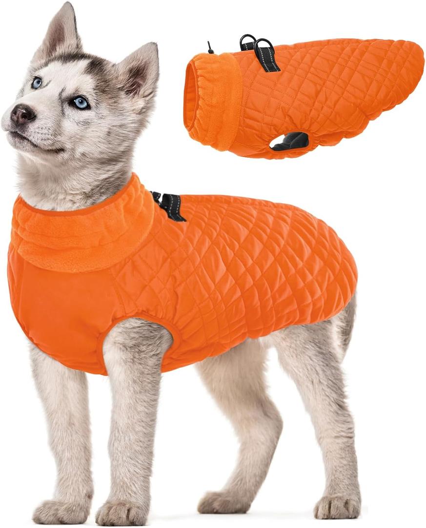 Kuoser Dog Coat, Winter Coats for Small Dogs, Dog Cold Weather Coats Doggie Jacket, Pet Snow Jacket for Frech Bulldog, Boston Terrier, Orange M (M (Chest Girth: 20.9''))