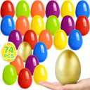 SpringFlower 72PCS 3.5 inch Plastic Easter Eggs Plus 2 Golden Easter Eggs, Empty Easter Eggs Fillable, Plastic Eggs Bulks for Easter Basket Stuffer, Easter Party Favor & Egg Hunt, Easter Decorations