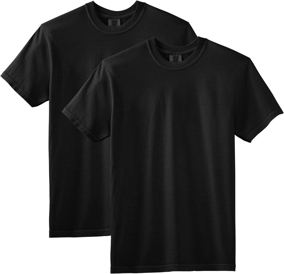 Comfort Colors Adult Heavyweight Short Sleeve Tee, Style G1717/G1745, Multipack (X-Large, Black (2-pack))