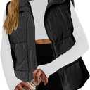 Zeagoo Women Puffer Vest Lightweight Stand Collar Sleeveless Winter Warm Zip Up Padded Outerwear Jackets with Pockets S (Black)