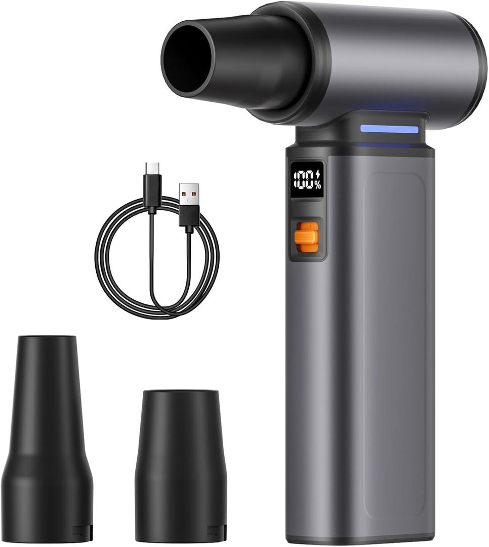 WINGDA Compressed Air Duster Rechargeable Electric Air Duster Portable,100 Gear Stepless Mini Turbo Fan Snow Blower,Cordless Air Duster for Electronics,Keyboard Cleaning,Car Detailing,PC,Home,Outdoor (F130000)