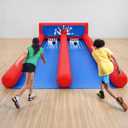 Inflatable Carnival Bowling Game, Giant 2-Lane Bowling Game Inflatable with Blower, Bowling Ball & Pin Sets for Carnival Rental, Backyard Party, Event Games, 26x11x4FT
