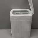 rejomiik Small Bathroom Trash Can with Lid Slim Soft Close Garbage Can Step Wastebasket Container Trash Bin for Office Bedroom Kitchen Living Room (2.6 Gallon White)