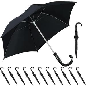 Hillban 12 Pcs Umbrella DIY Second Line Umbrella Parasol for Wedding Bridal Masquerade Party Accessories (Full 28 Inch Arc, Black)
