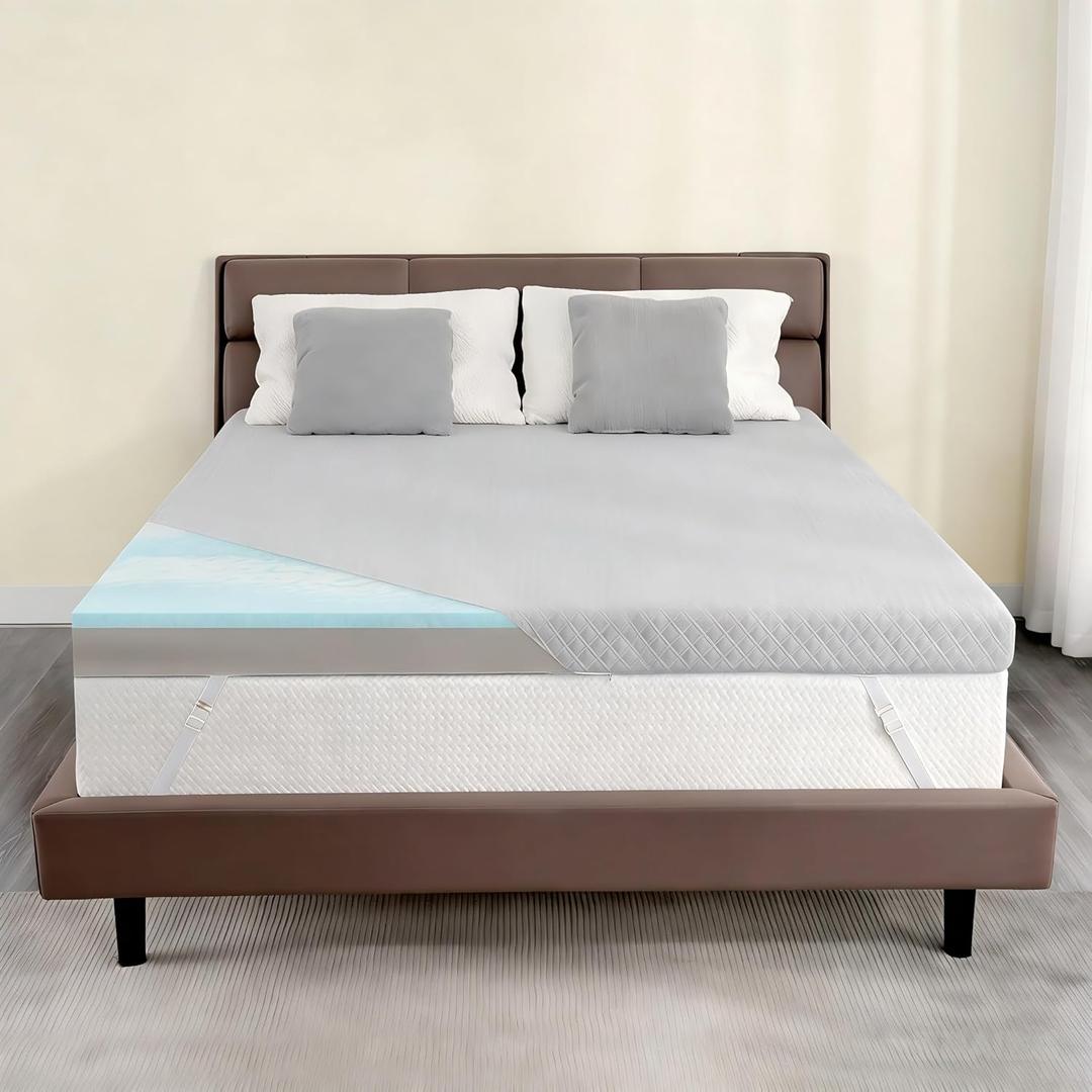 Extra Firm Mattress Topper Queen, 4 Inch High-Density Firm Mattress Pad for Back Pain Relief, Bed Topper with Removable Cover, No Smell, No Slip, CertiPUR-US Certified, 79" x 59"