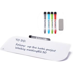 TSJ OFFICE Glass Dry-Erase whiteboard - 16 X 6 Inches Tabletop Easel whiteboard with Stand, Desk Board Buddy for Artist, Teacher and Student