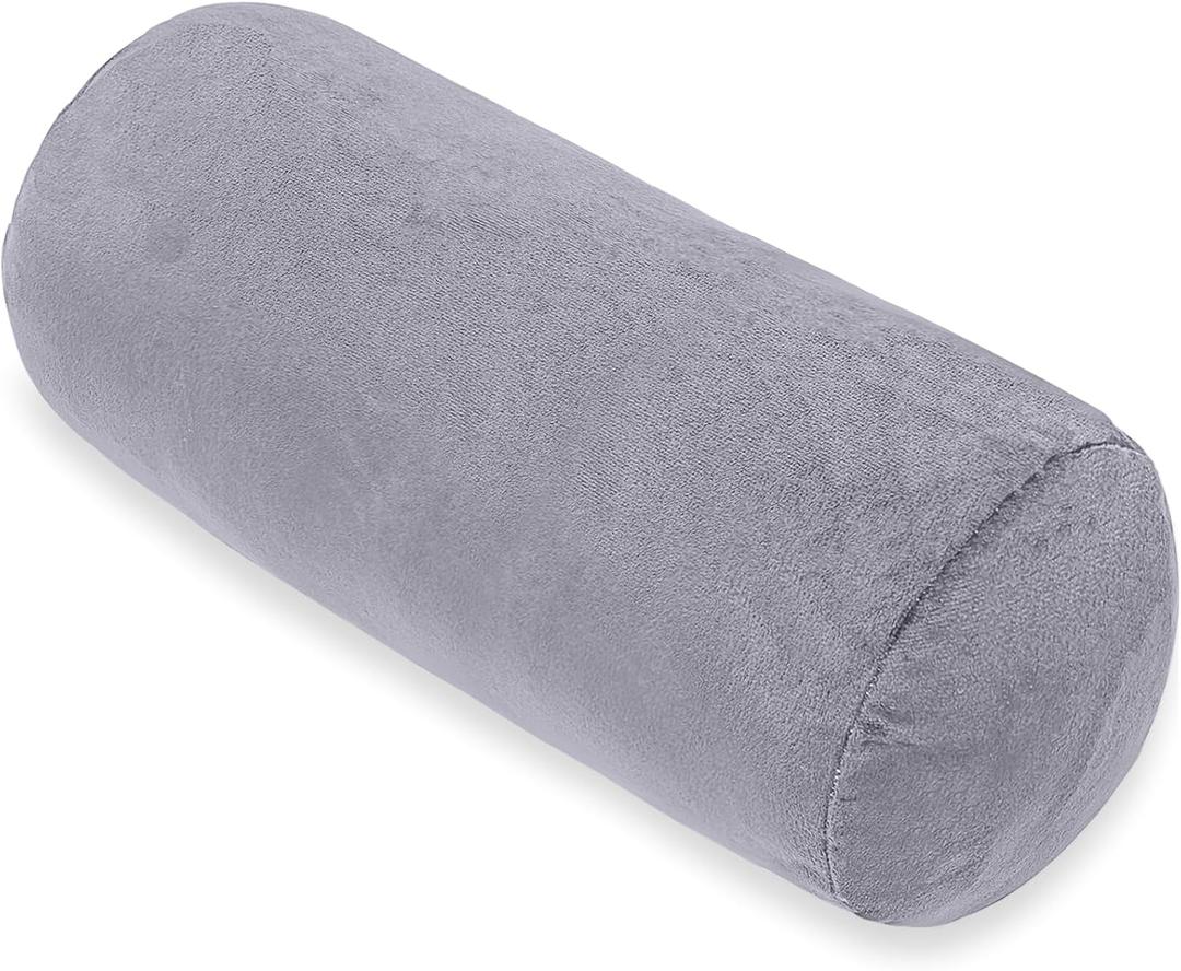 1 MIDDLE ONE Bolster Pillow with Removable Velvet Cover, Round Cylinder Neck Roll Pillow for Head, Back, Leg Support, Decorative Bed and Couch Pillow 16 x 6 Inches (Grey)