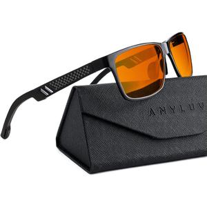 ANYLUV Blue Light Blocking Glasses Men Computer Gaming Glasses Lightweight Al-Mg Metal Anti Eyestrain Eye Protection (A3- Black(max Protection))
