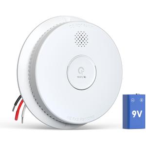 Jemay Smoke Detector, Photoelectric Smoke Alarm with 9V Backup Battery, Hardwired Interconnected Smoke Detector, Fire Alarm with Test/Silence Button for Home, 1 Pack