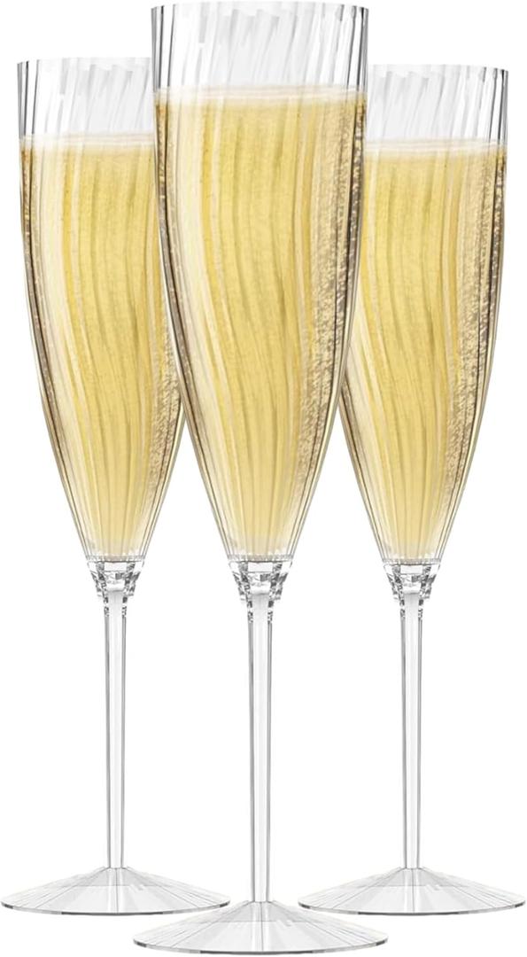 Oojami 6 Oz Clear Plastic Champagne Glasses 24 Pack Hard Disposable Plastic Champagne Flute Ideal for Home Daily Life Party Wedding Toasting Drinking Champagne Reusable Party Supplies