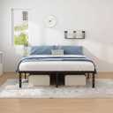 NEW JETO Metal Bed Frame,Queen Size Bed Frame with Storage Space,Heavy Duty Sturdy Mattress Foundation,Easy Assembly,No Box Spring Needed, Black,14 Inch,Queen,Bedroom Furniture