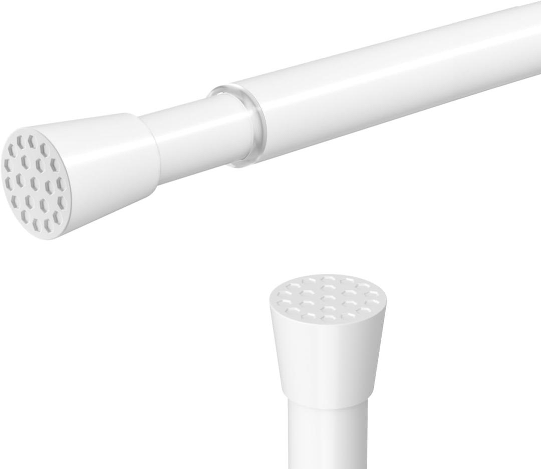 Thin Tension Rods 24-38 Inch,Expandable Spring Loaded Curtain Rods Adjustable Tension Curtain Rod No Drilling For Bathroom,cafe curtain tension rod blinds,White tension rod 1 Pack