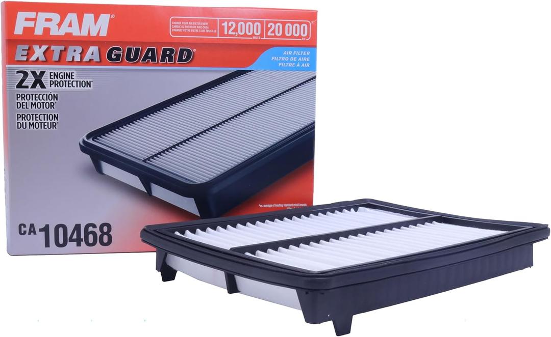 FRAM Extra Guard CA10468 Replacement Engine Air Filter for Select Acura and Honda Models, Provides Up to 12 Months or 12,000 Miles Filter Protection