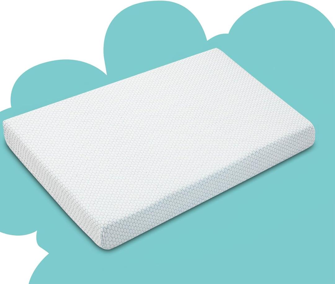 Pack and Play Mattress Pad, Playard Mattress Memory Foam Topper, Portable Toddlers Mattress Firmness Featuring Soft Removable Washable