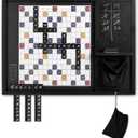 Oversized Wooden Wall Word Game (32 x 24) | Magnetic Word Tile Board with Chalkboard, Storage & Tiles | Wall Mounted Family Game & Rustic Home Dcor