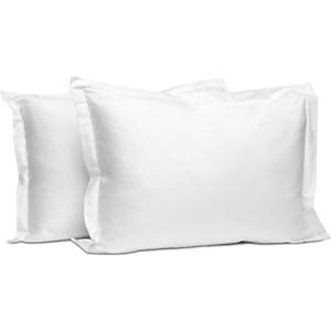 Pizuna Pure 100% Cotton Pillow Shams Queen Size Set of 2 White, Luxurious 400 Thread Count Long Staple Cotton Sateen with Envelope Closure (Combed White Cotton Pillow Shams Queen)